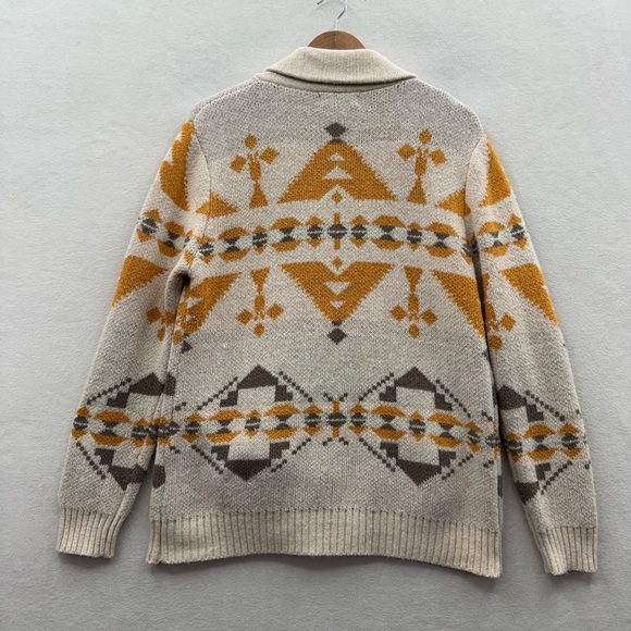 Sinransinya Women’s XL Button Front Cardigan Sweater Cream Abstract Pattern - Picture 2 of 9